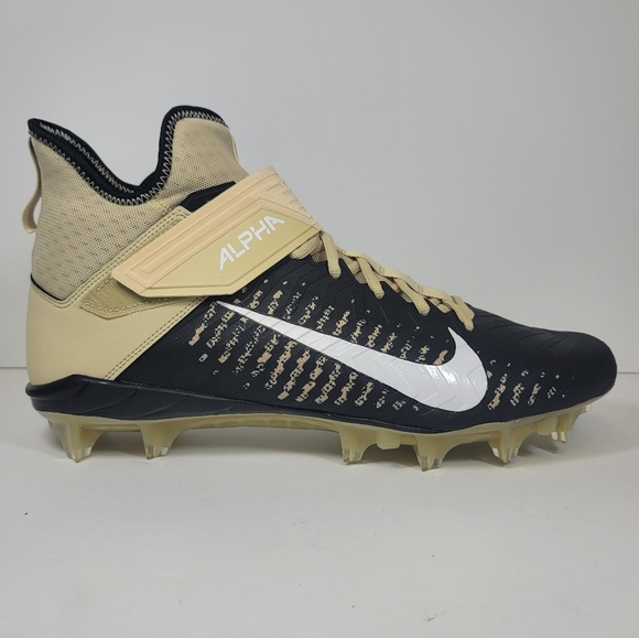 Nike Alpha Menace Pro 2 Mid Black Gold Football Cleats BV3945-700 NEW saints - Picture 4 of 11